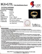 4.07/CT Natural Yellow Sapphire with Govt Lab Certificate-(YELSA9W)